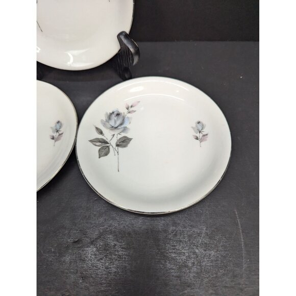 Winterling Bavaria Germany Porcelain Black Rose Pattern Dessert Plate Set of 3 - Picture 6 of 9